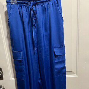 Satin looking Royal Blue Joggers Sz L